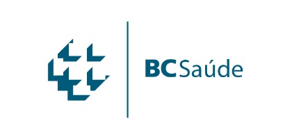 BCSaúde: Logo do BCSaúde (Banco Central) com o símbolo de quatro retângulos interligados em azul à esquerda do nome.