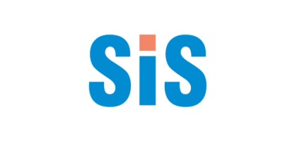 Logo do SIS (Sistema Integrado de Saúde) com a sigla em letras azuis estilizadas e um detalhe alaranjado no topo do I.